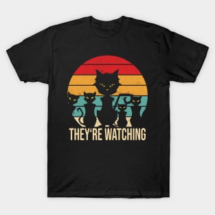 Funny Cats Watching vintage retro Cat T-Shirt